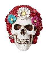 Pacific Giftware Floral Red Rose Skull Figurine Eternal Love Skull Collectible Decor 5 inch Love Tribute Grateful Dead