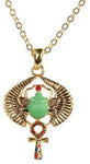 Egyptian Scarab Golden Pewter Necklace Jewelry- Mystica Collection