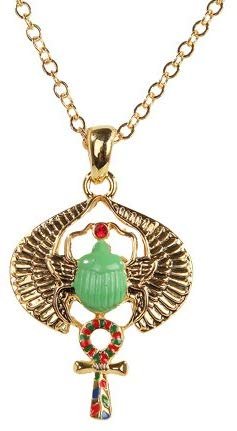 Egyptian Scarab Golden Pewter Necklace Jewelry- Mystica Collection