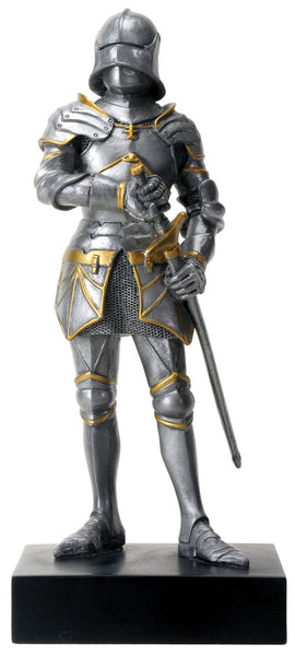 YTC Silver Colored Gothic Knight Design Standing Statue in Full Armor