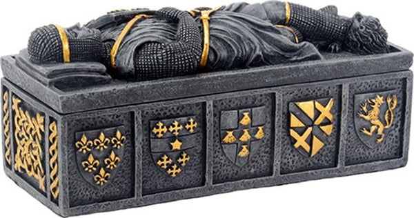 2.75 Inch Dark Grey and Gold Colored Medieval Themed Templar Box
