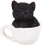 Pacific Giftware Black Mini Kitten Tea Cup Pal Statue Home Decor