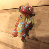 Gregory The Yellow and Orange Dragon with Teal Polka Dots Figurine