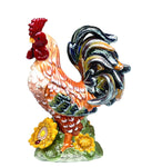 Pacific Breasted Ceramic Rooster Home Accent Décor, 15.5" H, Brown