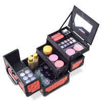 Mini Makeup Train Case 9.5" Aluminum Professional Cosmetic Organizer Box with Mirror