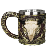 Bull Skull Mug Longhorn 11oz Resin Coffee Mug with Stainless Steel Insert