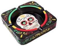 Pacific Trading Giftware Day of The Dead Skull Mexica Ashtray Figurine Made of Polyresin