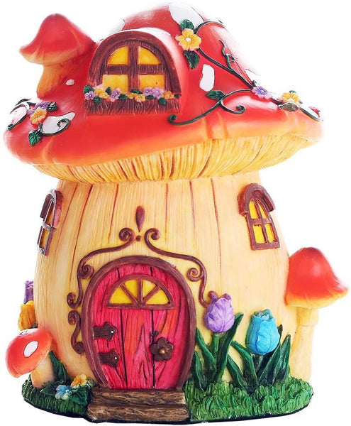 Pacific Giftware Miniature Fairy Garden of Enchantment Mushroom Fairy Toadstool Cottage Figurine Display 6.5 Inches