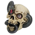 Pacific Giftware Skull with Protuding Black Mamba Snake Bloodshot Eyes Figurine Sculpture Halloween Decor