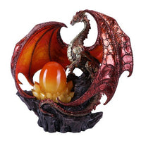 Pacific Giftware Fire Red Coppervein Dragon Statue with LED Light