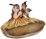 Resin Jewelry Holder Dish Tray Fairy Statue Figurine, Yellow
