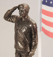 Pacific Giftware US Army Cold Cast Bronze Army Officer Salute Stars and Stripes Honoring America's Finest Desktop Collectible Pen Holder