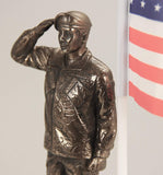 Pacific Giftware US Army Cold Cast Bronze Army Officer Salute Stars and Stripes Honoring America's Finest Desktop Collectible Pen Holder