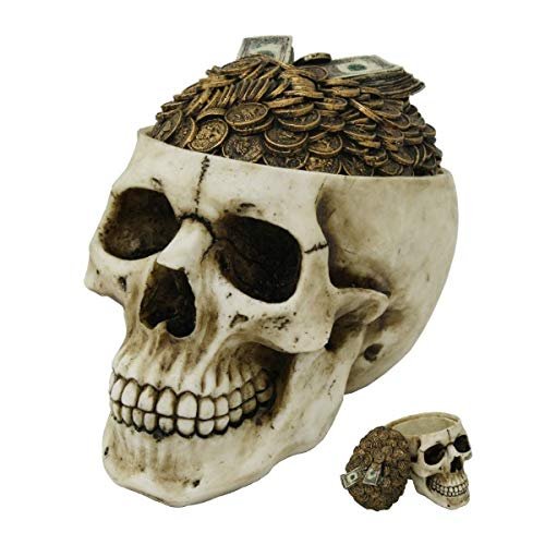 Pacific Giftware PT Money Top Skull Box Container Home Tabletop Decorative Resin Figurine