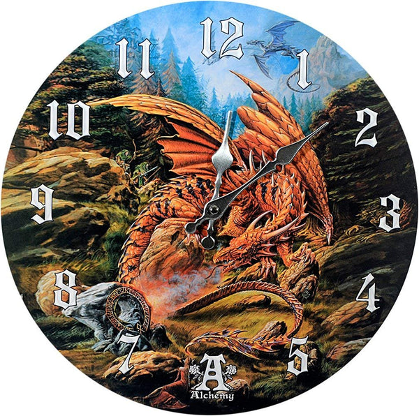 Pacific Giftware Dragons of Runnering Wall Clock by Alchemy Gothic Round Plate 13.5" D