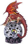 Fierce Red Dragon LED Light Ball Home Decor Figurine Handpainted Resin