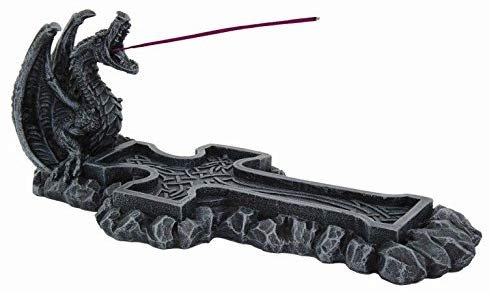 PTC 11 Inch Celtic Cross with Dragon Incense Burner Statue Figurine