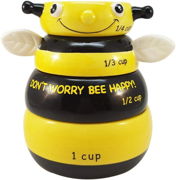 Pacific Giftware Adorable Stackable Bumble Bee Measuring Cup Set of 4 Creative Kitchen Decor