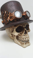 Pacific Giftware Steampunk Feathered Top Hat Skull with Steampunk Goggles Collectible Figurine Skull Decor