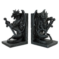 Dragon With Sword Bookends Figurine Handpainted Resin