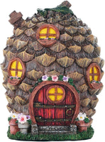 Miniature Fairy Garden of Enchantment Fairy Pine Cone Cottage Figurine Display 6.5 Inches