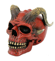 Pacific Giftware Red Devil Horned Skull Figurine Collectible Tabletop Dark Fantasy Accent 5 inch Tall