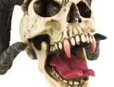 PTC 10.5 Inch Evil Ram Horned Skull with Tongue Out Figurine Statue