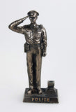 Police Officer Cold Cast Bronze Men In Blue Salute Stars and Stripes Honoring America's Finest Desktop Collectible Pen Holder