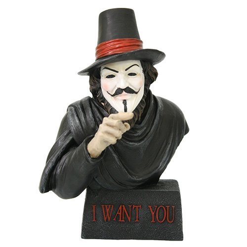 Pacific Trading Giftware Guy Fawkes Bust Also Known as Guido Fawkes Collectible Made of Polyresin, 7.25" H