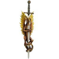 Golden Dragon Blade Flame Sword with Holder 40" H Ruth Thompson Official