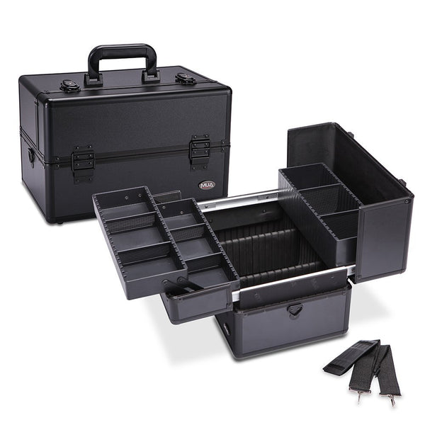 Makeup Train Case 14.5" Professional Cosmetic Organizer Box with Removable/Adjustable Dividers