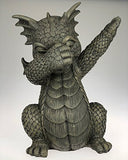 Hip-Hop Dabbing Dancing Dragon Garden Display Decorative Accent Sculpture Stone Finish 10 Inch Tall