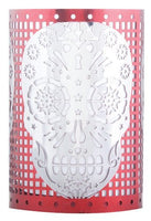 Red Day of The Dead Skull Embellished Decorative Votive Candle Holder