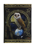 Artwork by Lisa Parker Spell Keeper Owl with Pentagram Pagen Embossed Journal By Lisa Parker