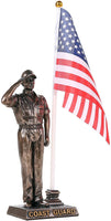 US Coast Guard Cold Cast Bronze Coast Guard Officer Salute Stars and Stripes Honoring America's Finest Desktop Collectible Pen Holder