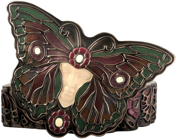 Art Nouveau Butterfly Lady Box Bronze Color Display