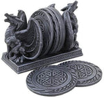 CASTLE DOUBLE DRAGON TABLE COASTERS SET SCULPTURE COOL FINISH