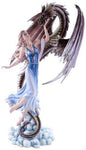 Large Dragon and Fairy Rising Above Clouds and Stars Statue Collectible 22 Inch