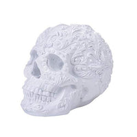 Pacific Giftware PT Rococo White Skull Collectible Resin Figurine Tabletop Statue