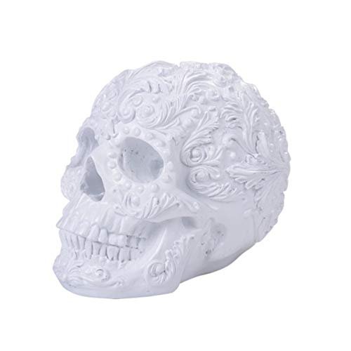 Pacific Giftware PT Rococo White Skull Collectible Resin Figurine Tabletop Statue