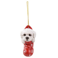 Pacific Giftware Bichon Frise in Holiday Sock Decorative Holiday Festive Christmas Hanging Ornament