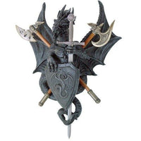 Mystica Stone Dragon Battle Hall Armor Set with Halberds and Sword Wall...