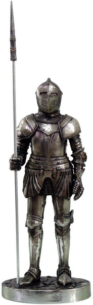 PTC 7 Inch Armored Medieval Knight with Large Spear Statue Figurine