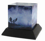 5 Inch Dragon Myst Silhouettes Square Candle Holder, Blue and Black