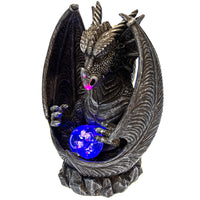 Pacific Giftware Guardian Dragon LED Lighted Stonewall Mountain Faux Stone Backflow Incense Burner Fantasy Dragon Breath Reverse Flow Smoke Waterfall Incense Collectible