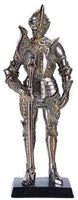Pacific Giftware 7" Tall Medieval Knight Statue Figurine Silver Suit of Armor with Stand