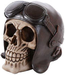 Pacific Giftware Skull Wearing Vintage Aviator Brown Leather WWII Hat Collectible