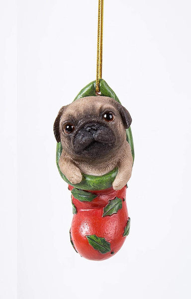 Pacific Giftware Pug Puppy Adorable Decorative Holiday Festive Christmas Hanging Ornament