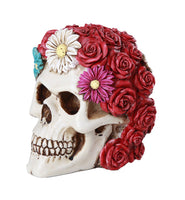 Pacific Giftware Floral Red Rose Skull Figurine Eternal Love Skull Collectible Decor 5 inch Love Tribute Grateful Dead