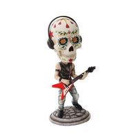 7 Inch Day of The Dead Bobblehead Guitarist Painted Figurine